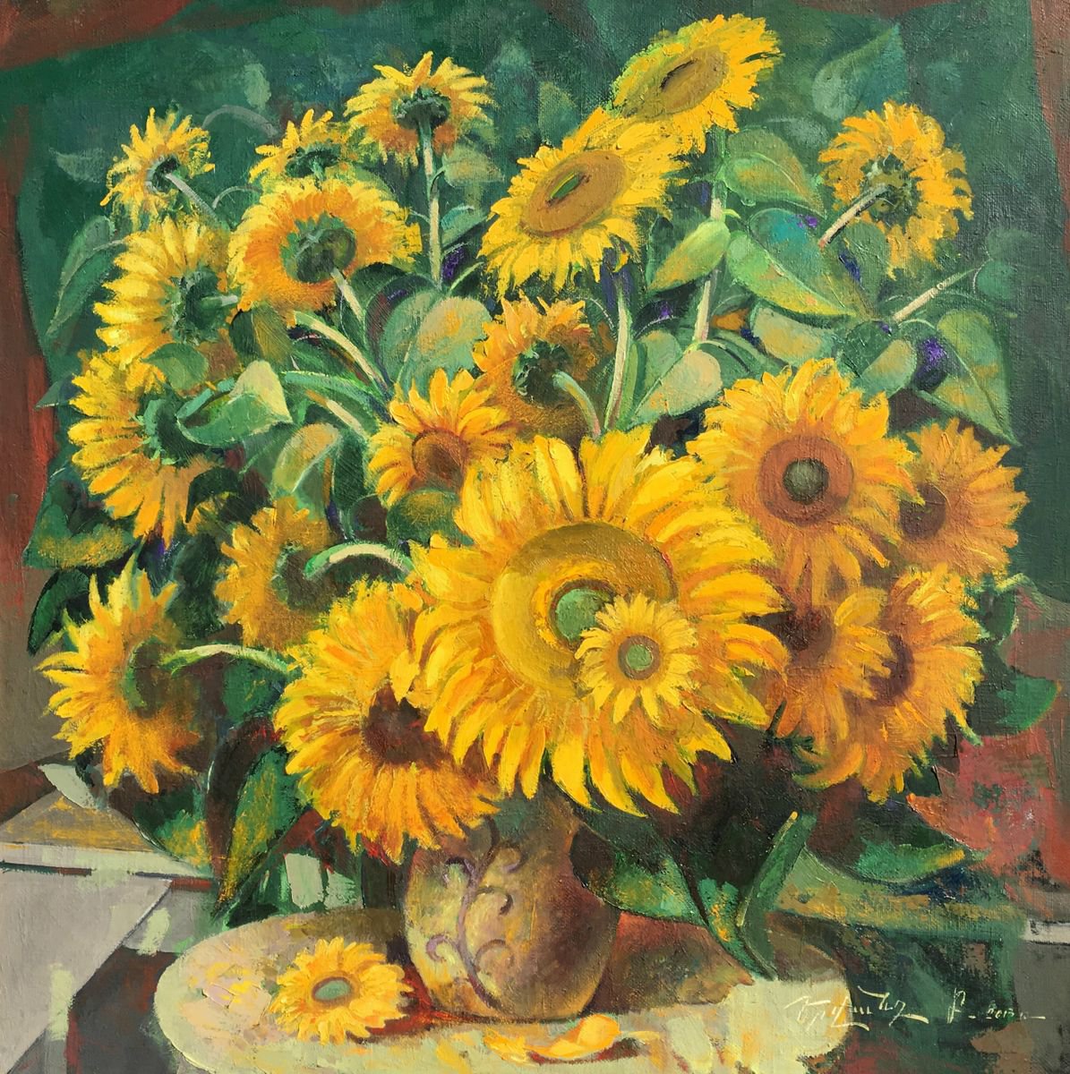 Sunflowers (100x100 cm) by Yervand Bichakhchyan