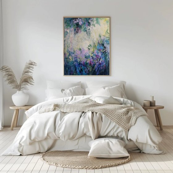 Lilac Waterfall. Abstract Floral Landscape