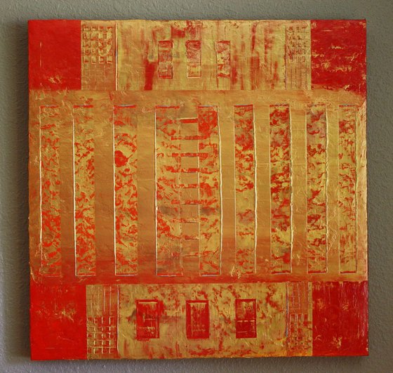Red Gold Asian Abstract