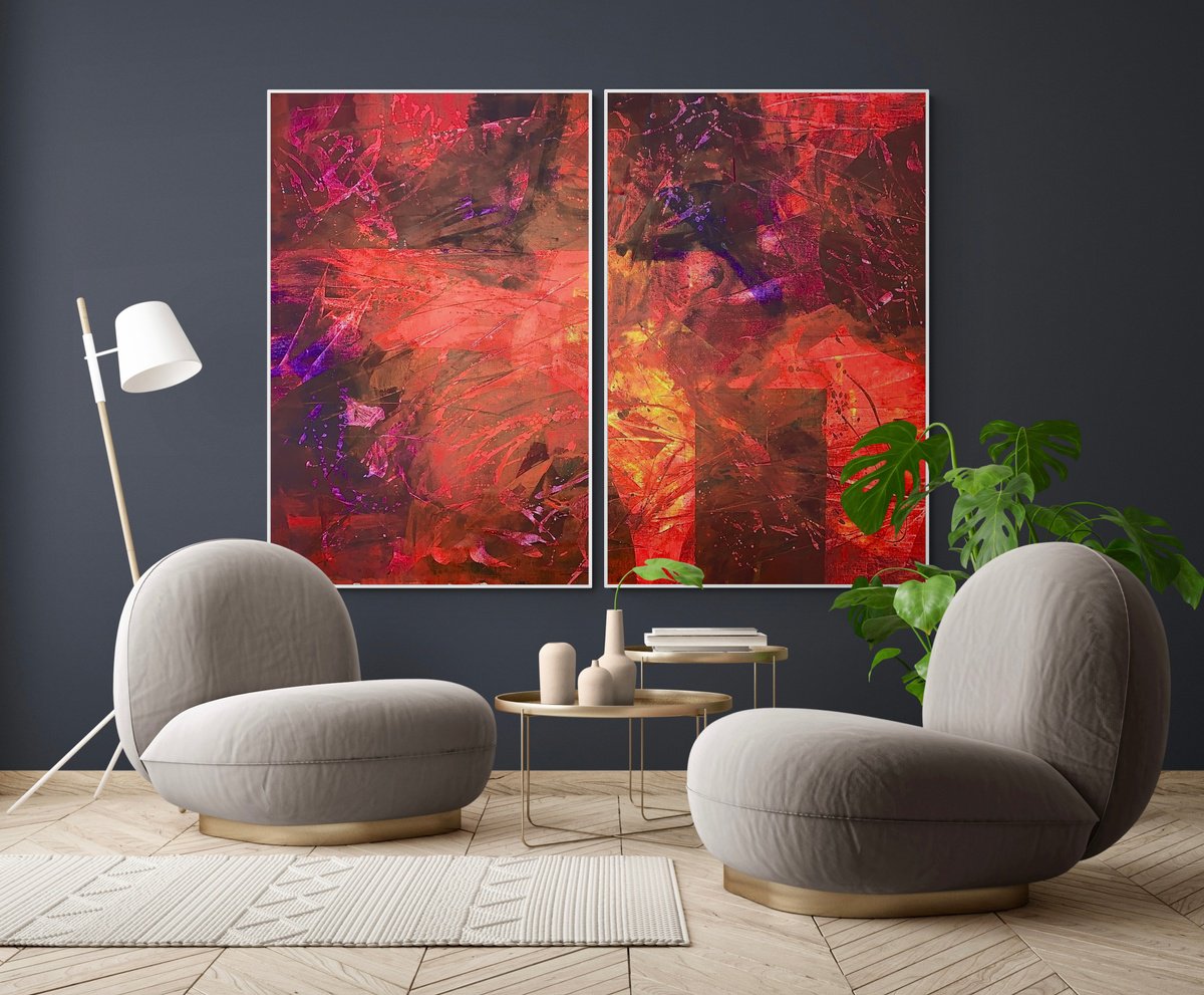 Abstract Acrylic Painting By Anita Kaufmann, 71 X 55, Terra Mystica No. 924 Set 2, Original Artwork
