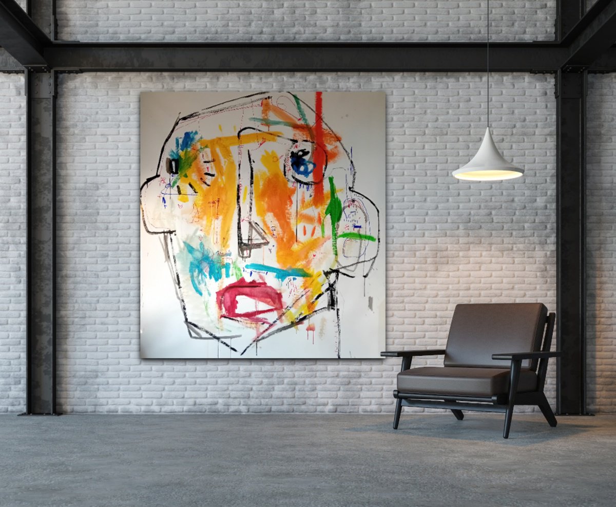 Abstract Portrait Acrylic Painting By Dimitris Pavlopoulos, 59 X 67, Anonimo # 11, Original Artwork