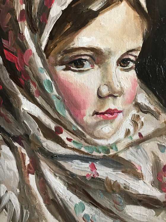 Girl in Pavlovo Posad shawl