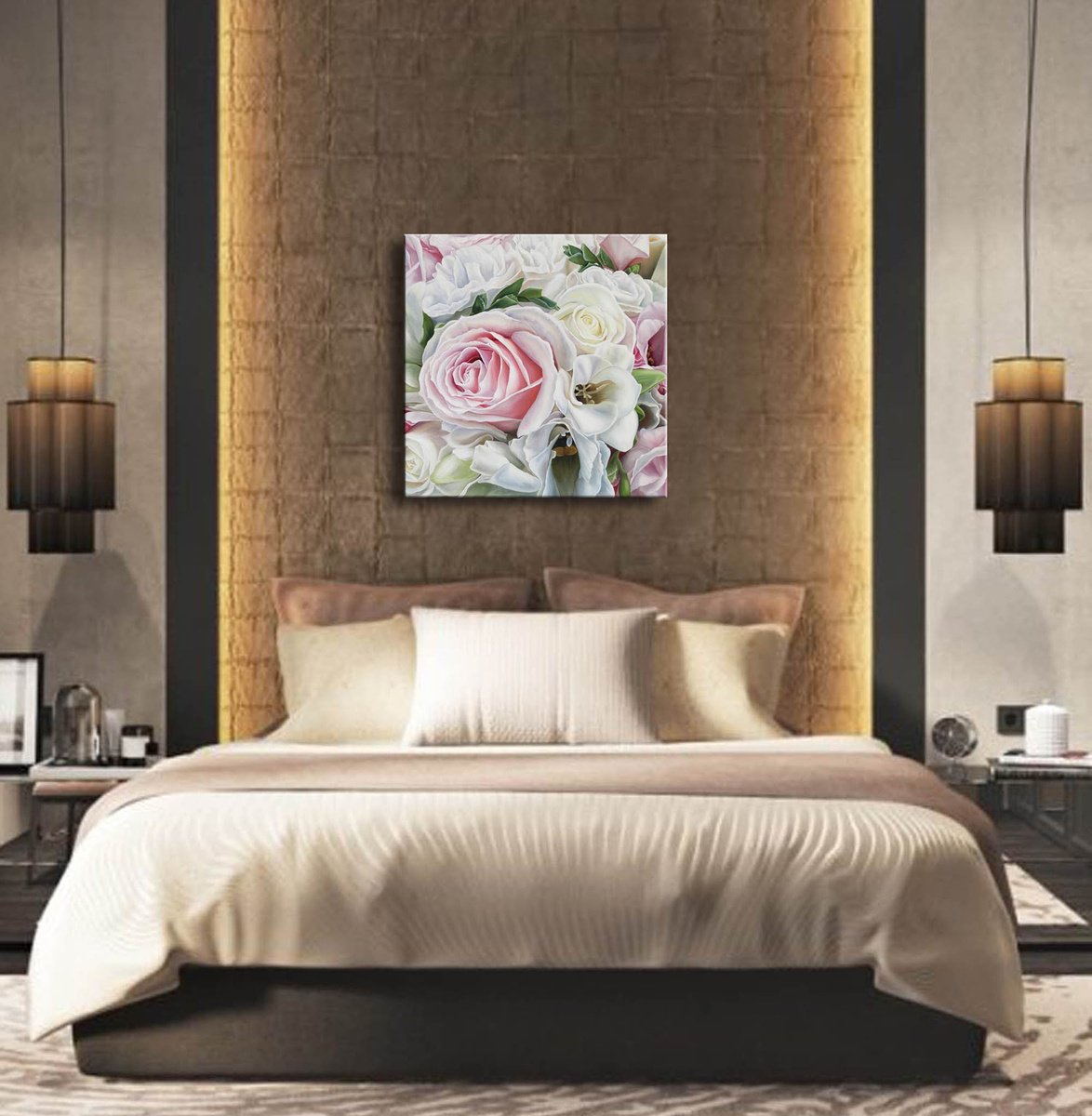 Photorealistic Botanical Oil Painting By Anna Steshenko, 20 X 20, Tender Dreams, Original Artwork