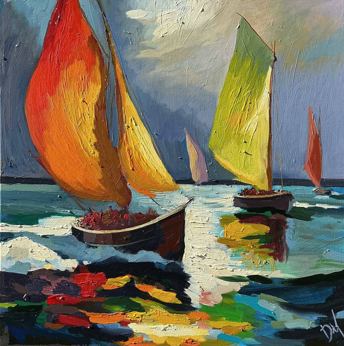 Impressionistic Landscape Oil Painting By Daniel Murgatroyd, 31 X 31, Couleurs De L