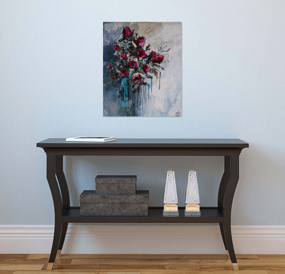 Red Roses Textured Painting