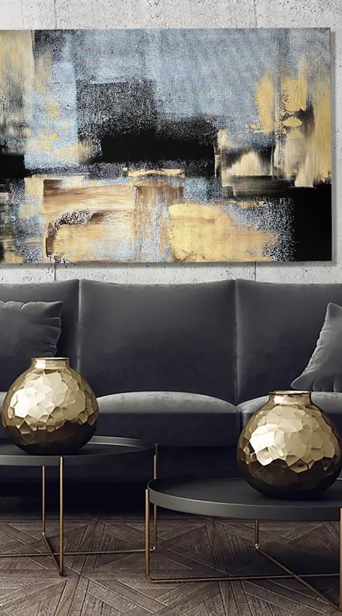 Gold  Black  Abstract painting by Marina Skromova