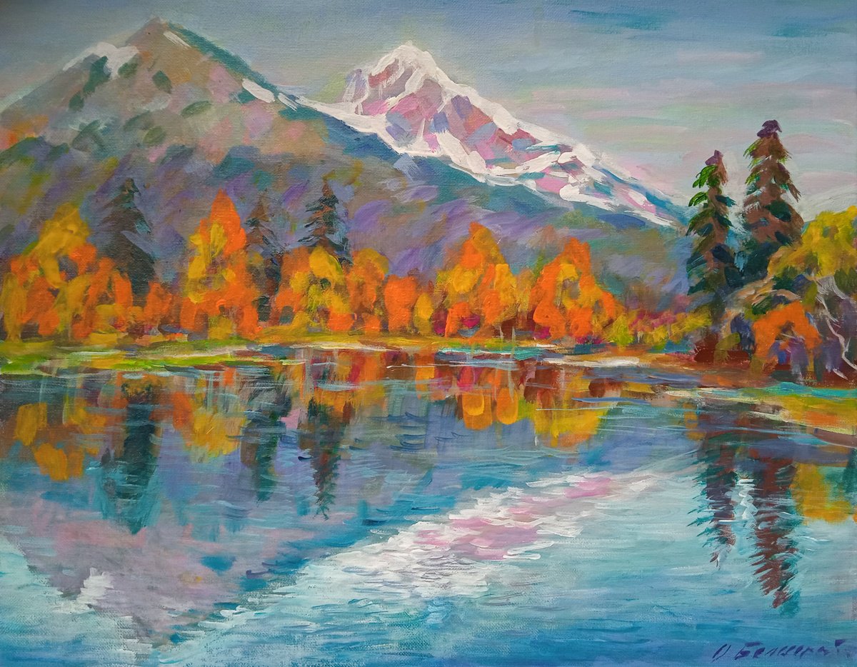 Impressionistic Landscape Acrylic Painting By Oleksandr Bielskyi, 20 X 16", Autumn, Original Artwork