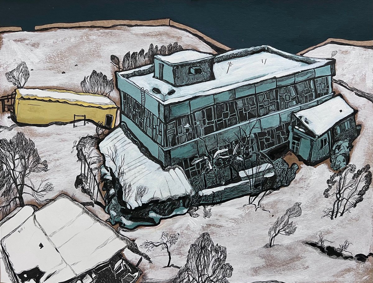 Expressive Landscape Drawing By Raffi Ghazaryan, 15 X 12",