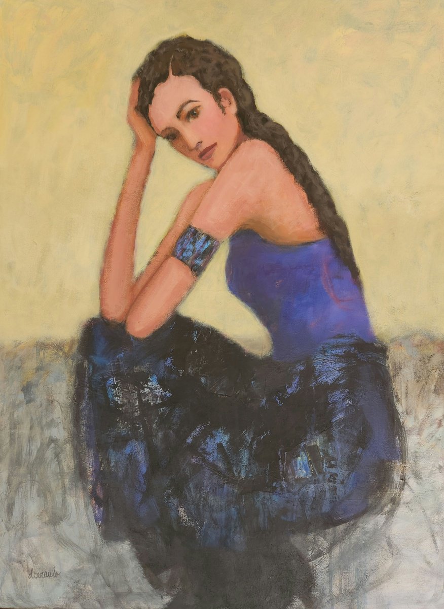 Expressive Portrait Painting By Donna Ceraulo, 30 X 40, Marisol B, Original Artwork