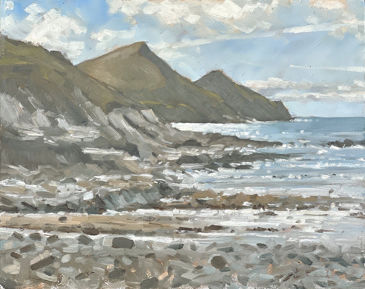 Impressionistic Landscape Oil Painting By Louise Gillard, 12 X 9", Crackington Haven, Original Artwork