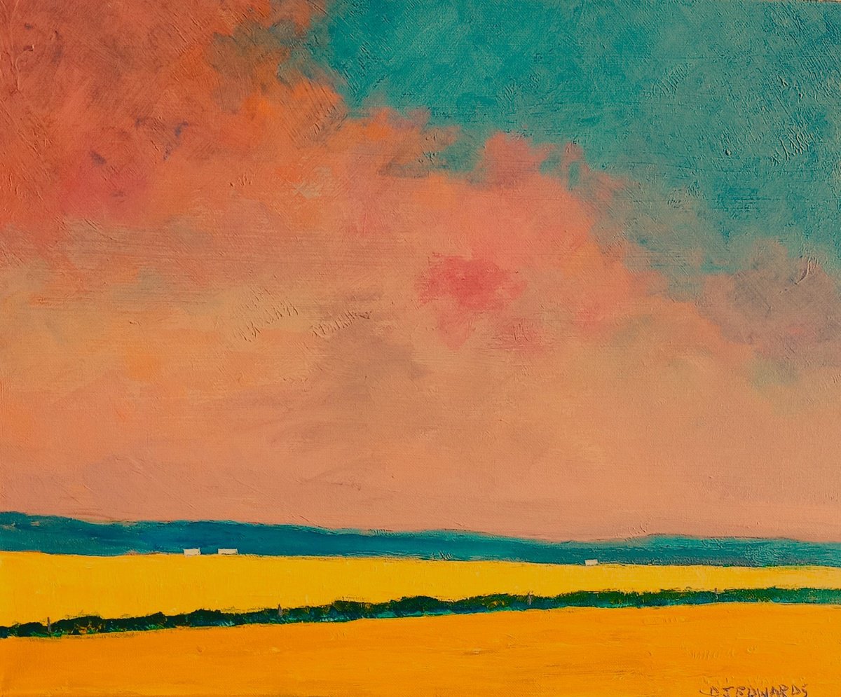 Impressionistic Landscape Acrylic Painting By David J Edwards, 20 X 16, Alberta, Near The Border, Original Artwork