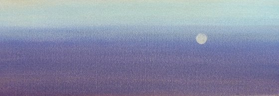 BLUE MOON, SKY SEA. Impressionistic Original Seascape Watercolour Painting.