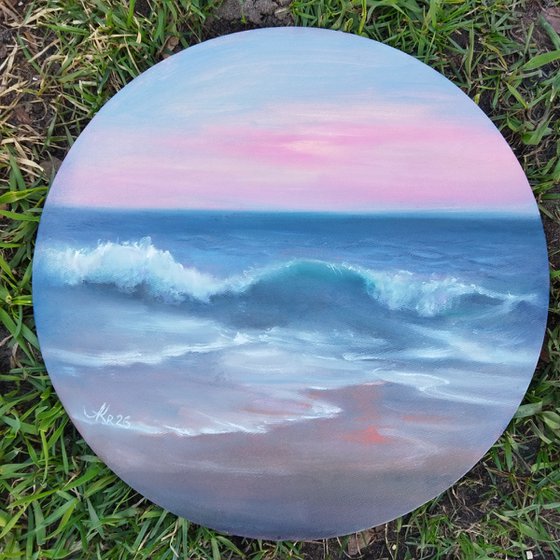 Evening Light – Pink Horizon and Ocean