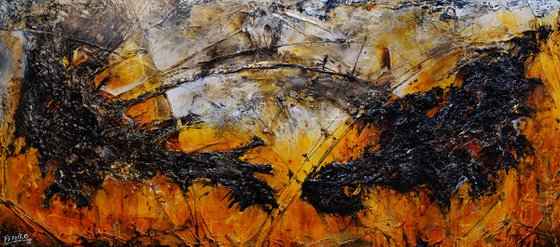 Loaded Sienna 270cm x 120cm Sienna Black Abstract Art