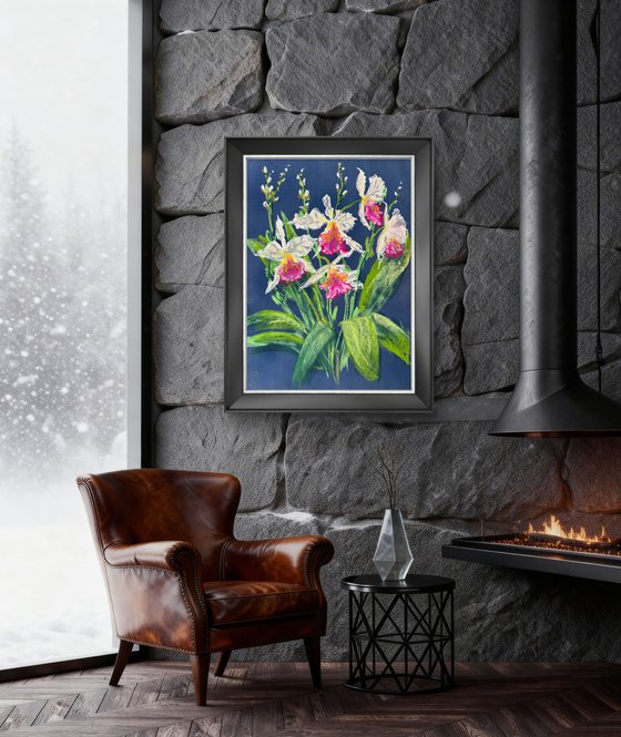 Set of 2 Wild orchids Pastel