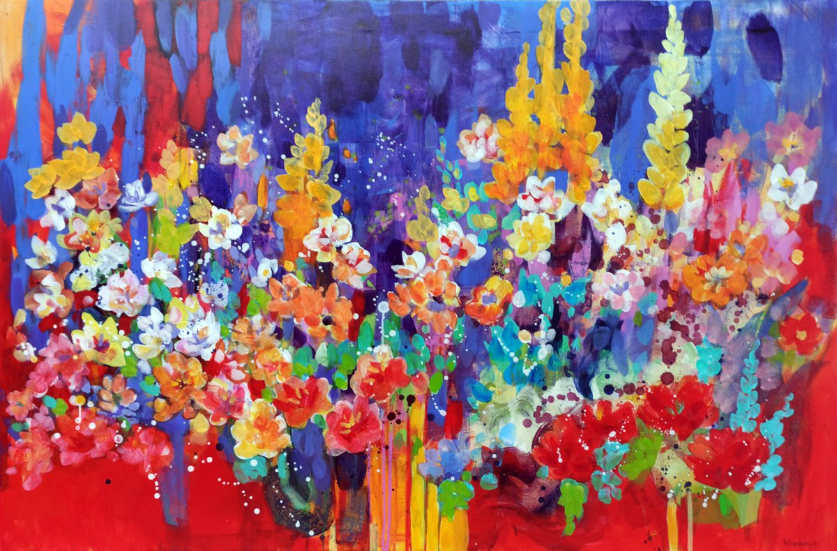 Flower Meadow Red by Anna Masiul-Gozdecka