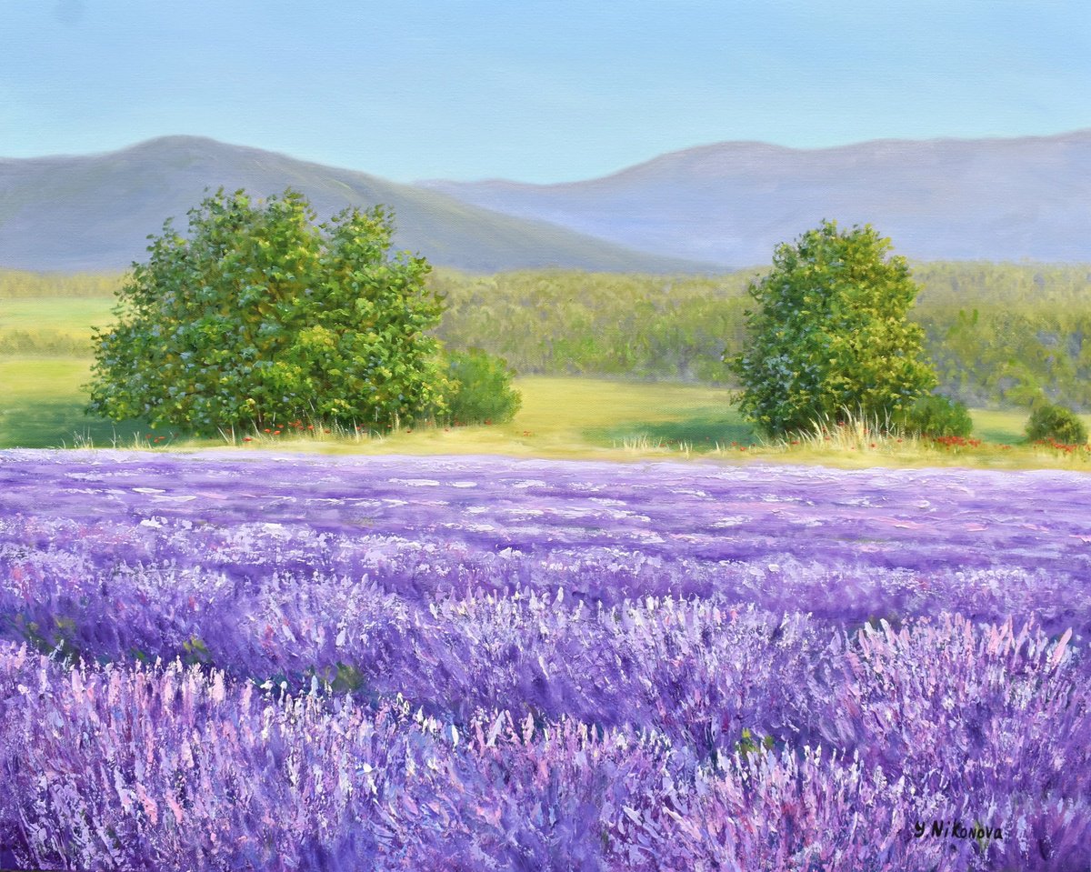 Impressionistic Landscape Oil Painting By Yulia Nikonova, 30 X 24", Happy Summer, Original Artwork
