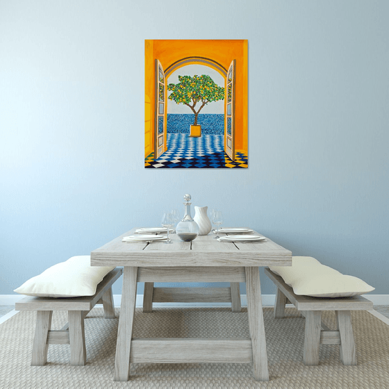 Seascape with lemon tree