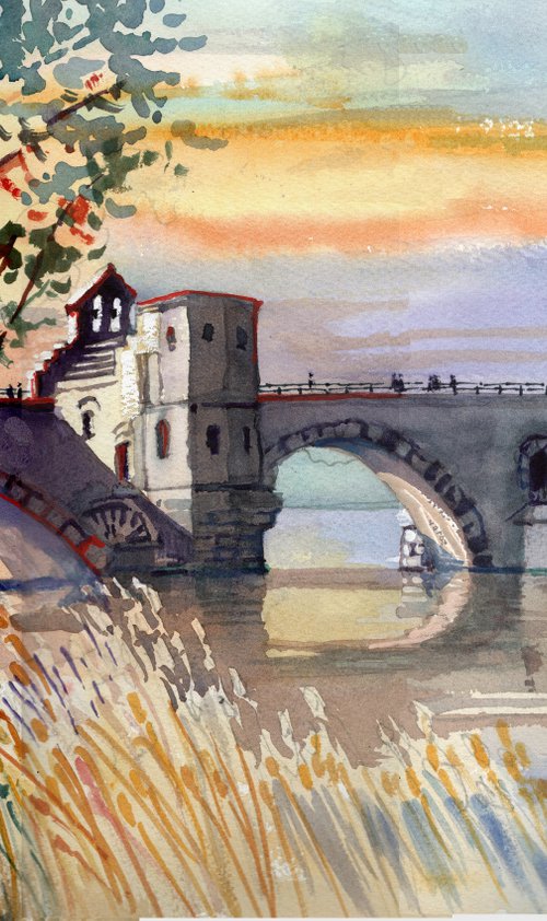 The Bridge at Avignon, Provence, France. St Benezet. by Peter Day