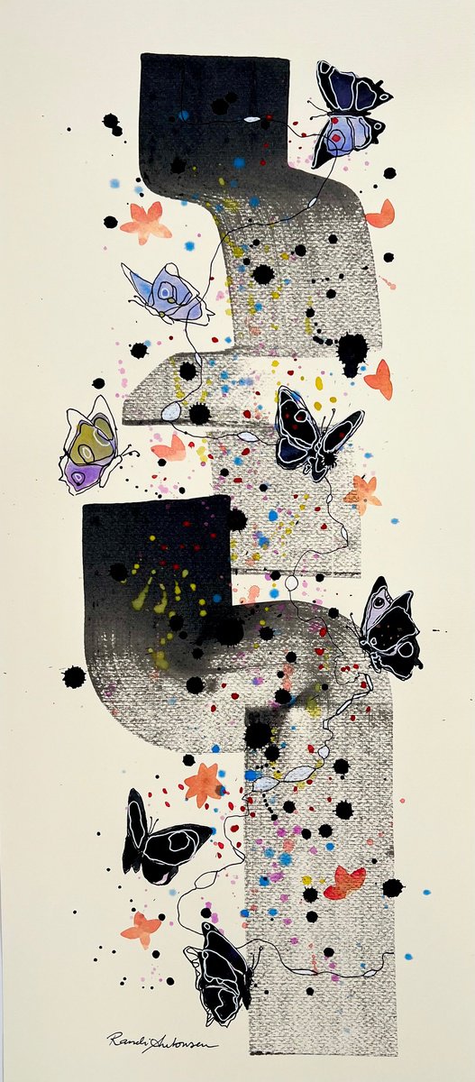 Expressive Animal Ink Drawing By Randi Antonsen, 12 X 28", Sense And Sensibility, Original Artwork