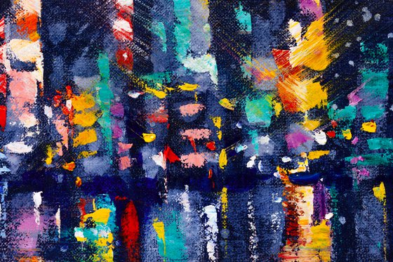 Abstract cityscape.Panorama of the night city