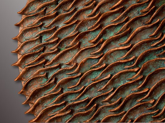 Shoal | Round Copper Patina Wall Sculpture