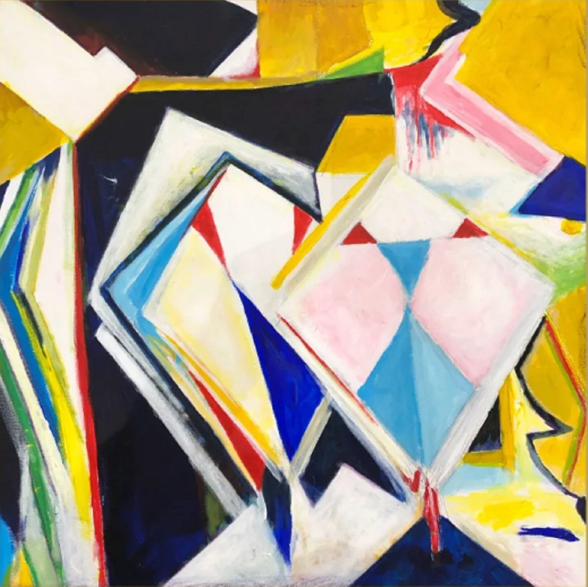 Geometric Abstract Acrylic Painting By Shabs Beigh, 24 X 24", Kites 4, Original Artwork