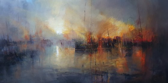 " Harbor of destroyed dreams - Morning After .... " W 125 x H 100 cm