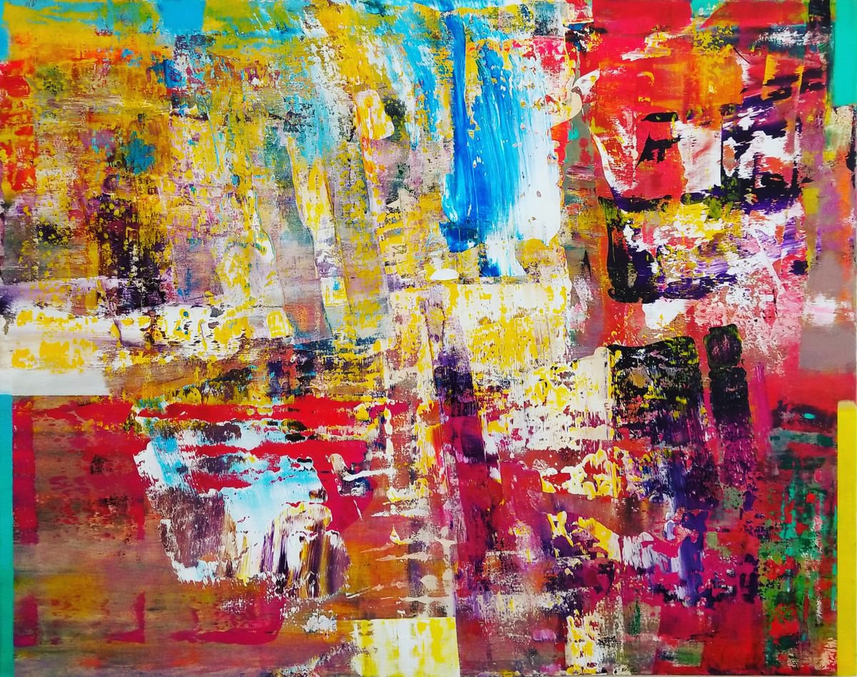 Expressive Abstract Acrylic Painting By Florina Breazu, 50 X 39, Particule Vi, Original Artwork