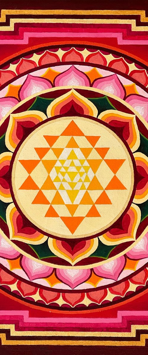 Sri Yantra Deep Red by Diana Titova