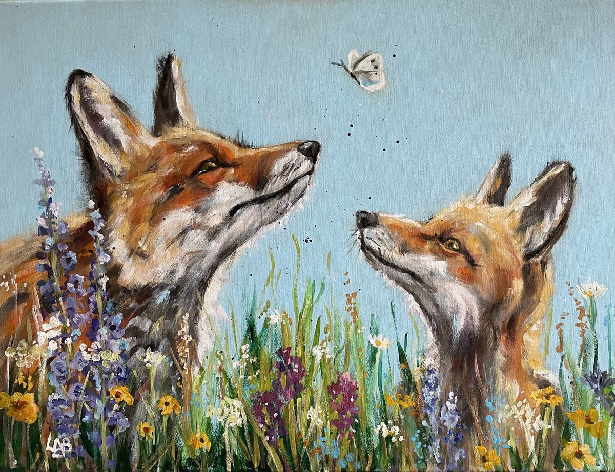 Summer Foxes By Louise Brown, 24 X 18, Artwork For Sale On Artfinder