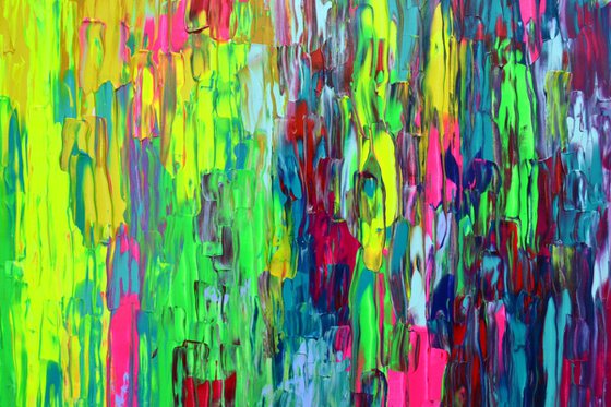 160x80x4 cm Large Ready to Hang Abstract Painting - XXXL Huge Colourful Modern Abstract Big Painting, Large Colorful Painting - Ready to Hang, Hotel and Restaurant Wall Decoration, Happy Gypsy Girl Dancing in the Night