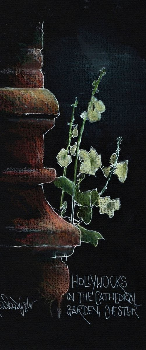 Cathedral Hollyhocks by Louise Diggle