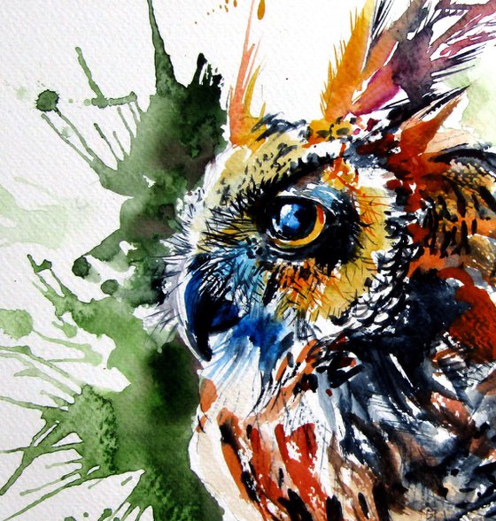 Great horned owl portrait