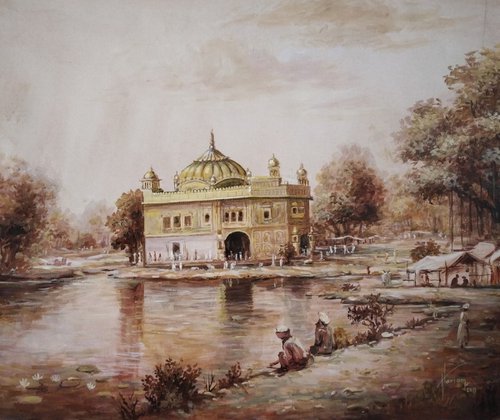 Guru Ghar – That Sails On Purity | Oil Painting By Hari Om Singh by Hariom Hitesh Singh