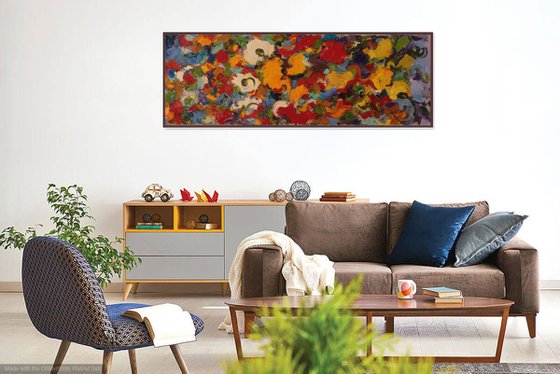 Panel, Summer Day - Abstract Large Size Floral Panel - Oil Painting - Vertical Horizontal Painting - Home Office Hotel Decor
