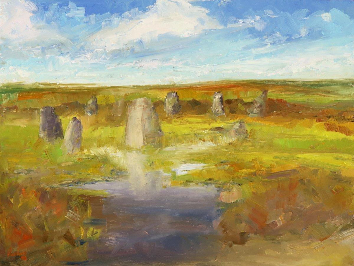 Impressionistic Landscape Oil Painting By Egidius Heerkens, 16 X 12, Apostles Neolitic Stones, Original Artwork