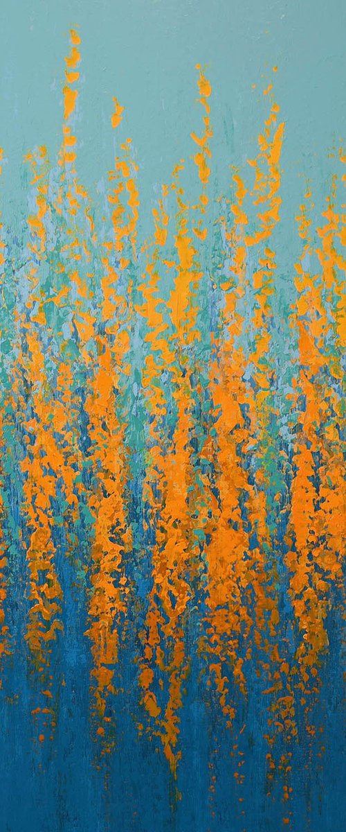 Blue Aqua Orange - Color Field by Suzanne Vaughan