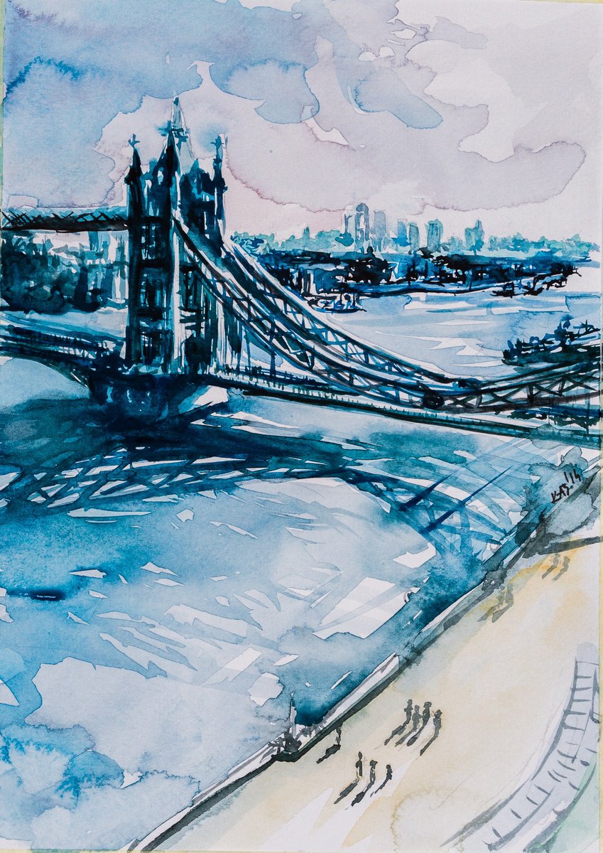 Impressionistic Watercolour , London By Kovacs Anna Brigitta, 7 X 10, Artwork For Sale On Artfinder