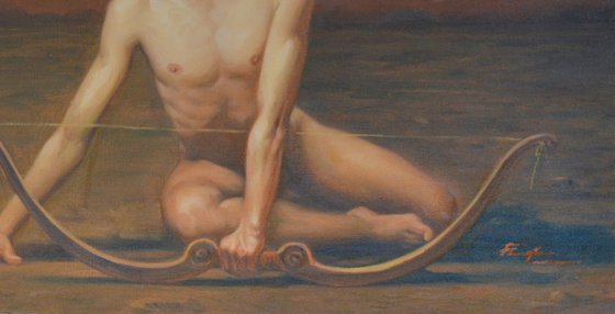 OIL PAINTING ART MALE NUDE  MEN  ARCHER#11-10-010