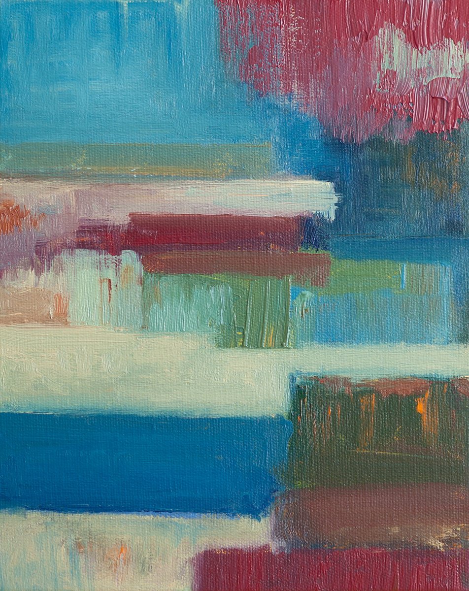 Abstract Landscape Oil Painting By Thomas Hjelm, 10 X 13", Cornish Bay #2, Original Artwork