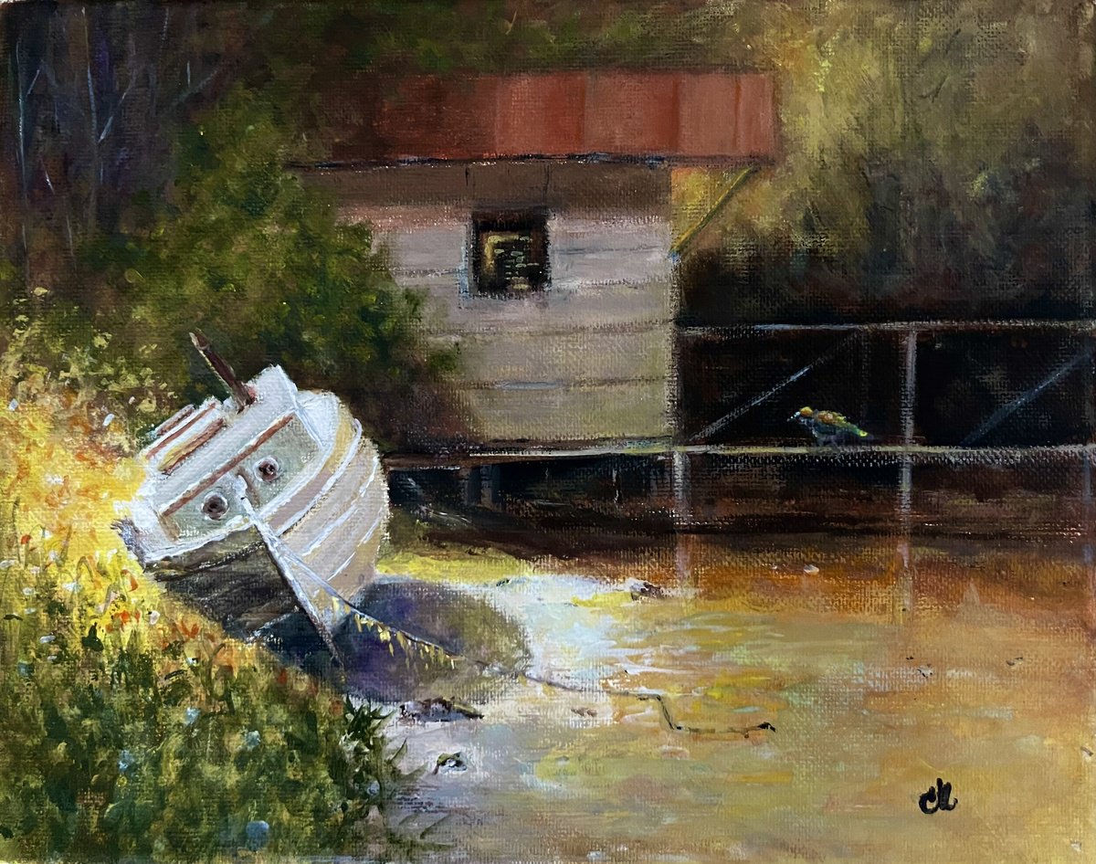 Impressionistic Landscape Acrylic Painting By Cristina Mihailescu, 10 X 8, Where Time Rests, Original Artwork