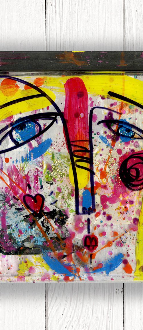 Mixed Media Funky Face 33 by Kathy Morton Stanion