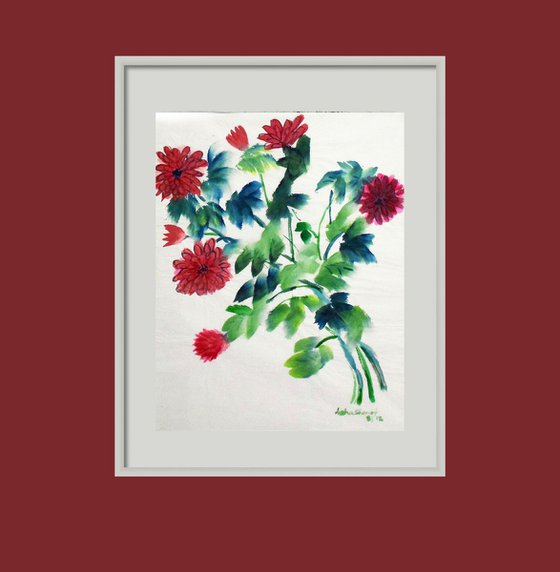 Red Chrysanthemums Chinese art