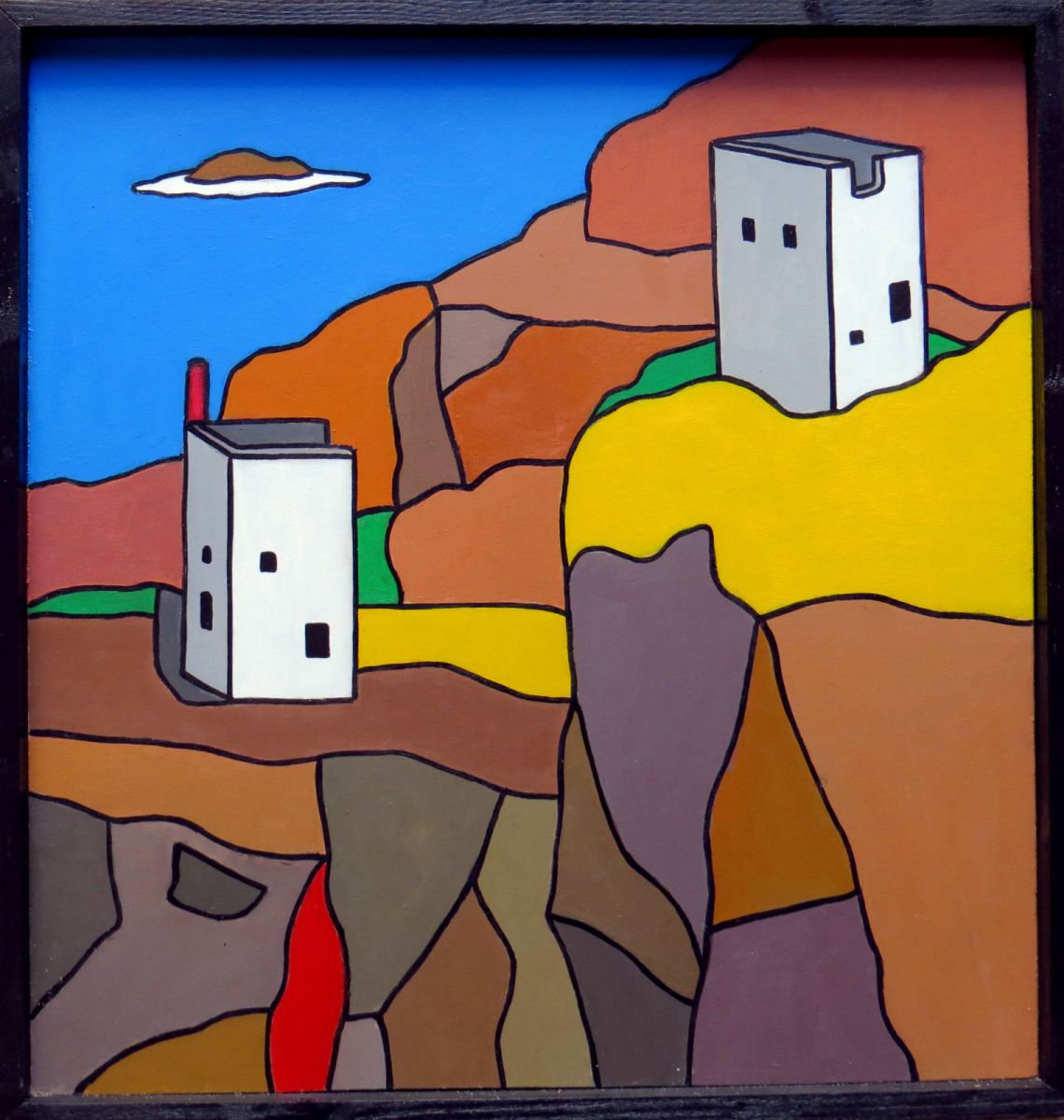 Landscape Acrylic Painting By Tim Treagust, 15 X 17", The Crowns Mines, Botallack., Original Artwork