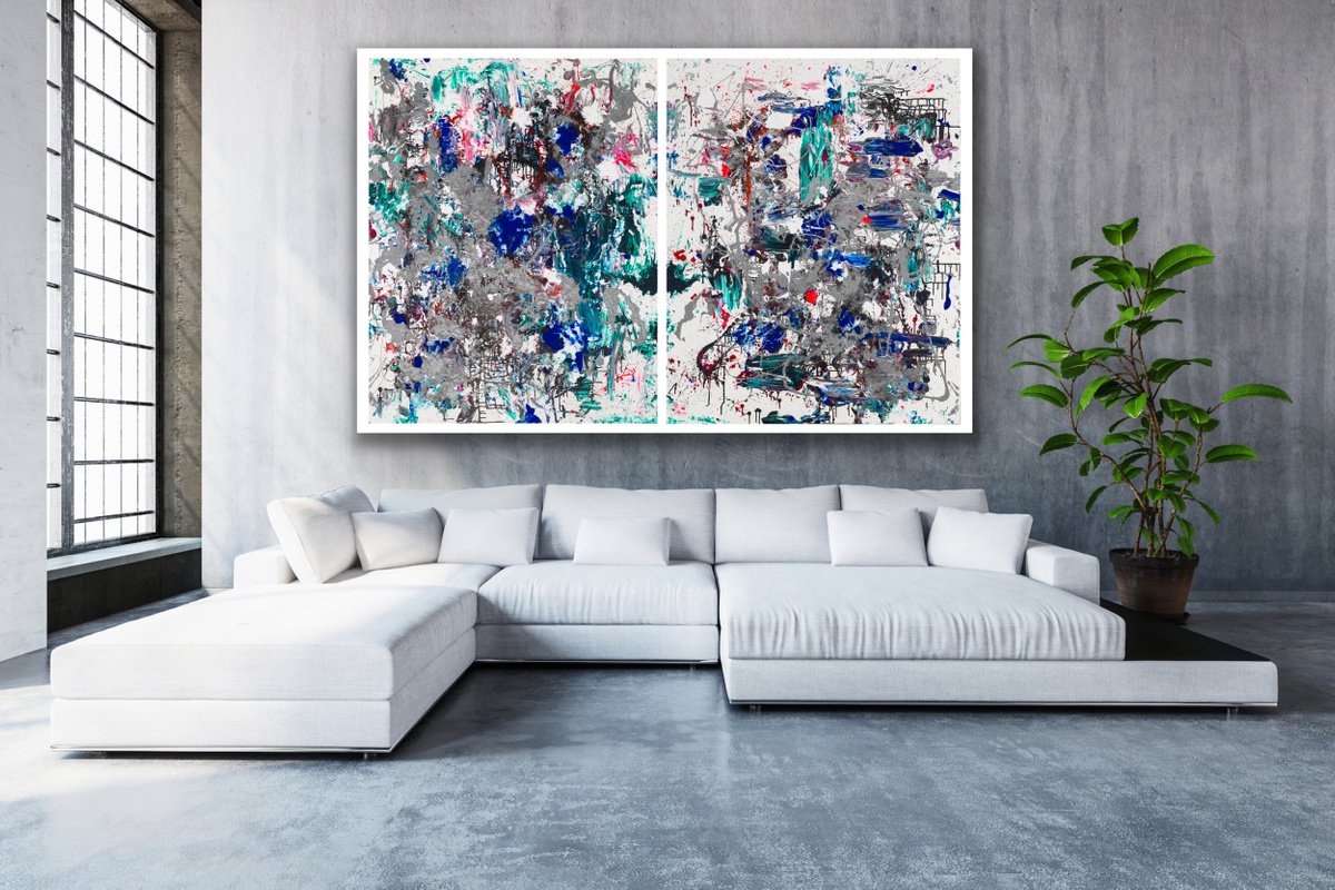 Large Abstract - It Defines You - Diptych by Annette Spinks