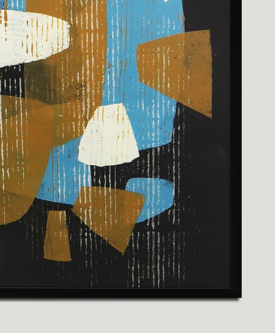 Incl Frame - Fractured Black 3 - Art on paper - A3 - 31x43CM - Ronald Hunter 29S