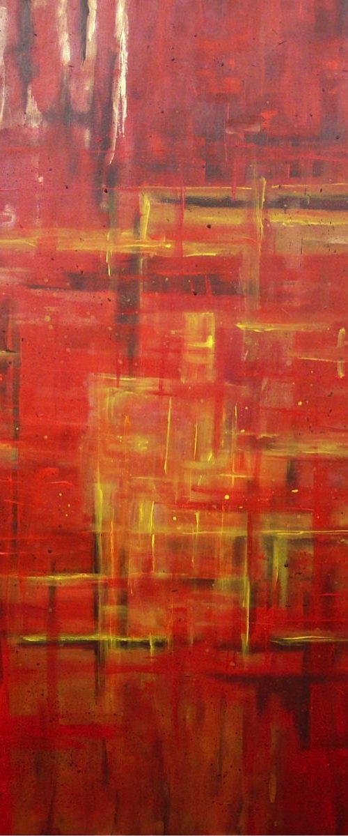 Snug In Red  (100x100cm) by Kalpana Soanes