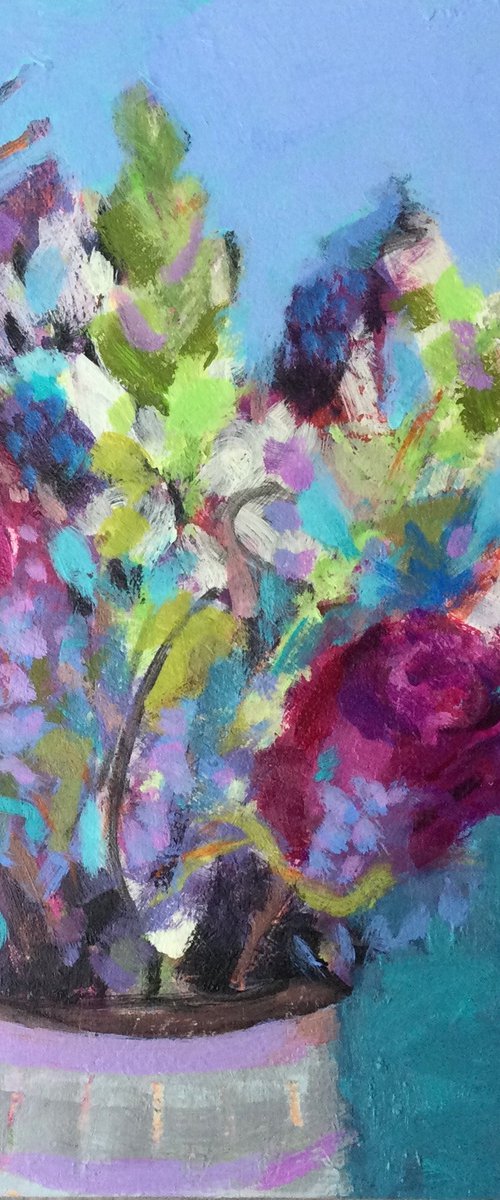 Flower Burst.  Original Floral Painting. by Chrissie Havers