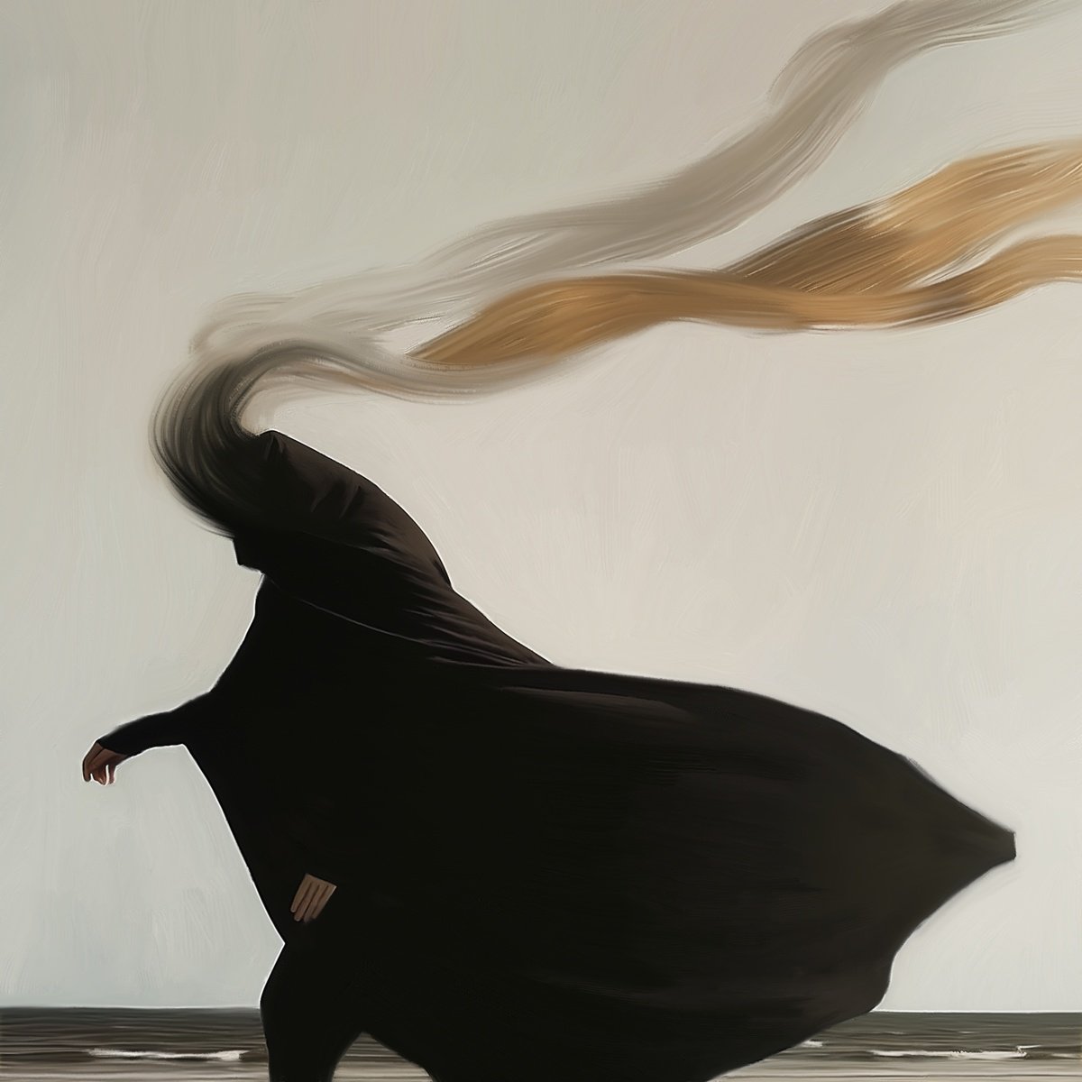 Expressive Portrait Acrylic Painting By Anzhelika Klimina, 24 X 24, Lonely Figure N12, Original Artwork